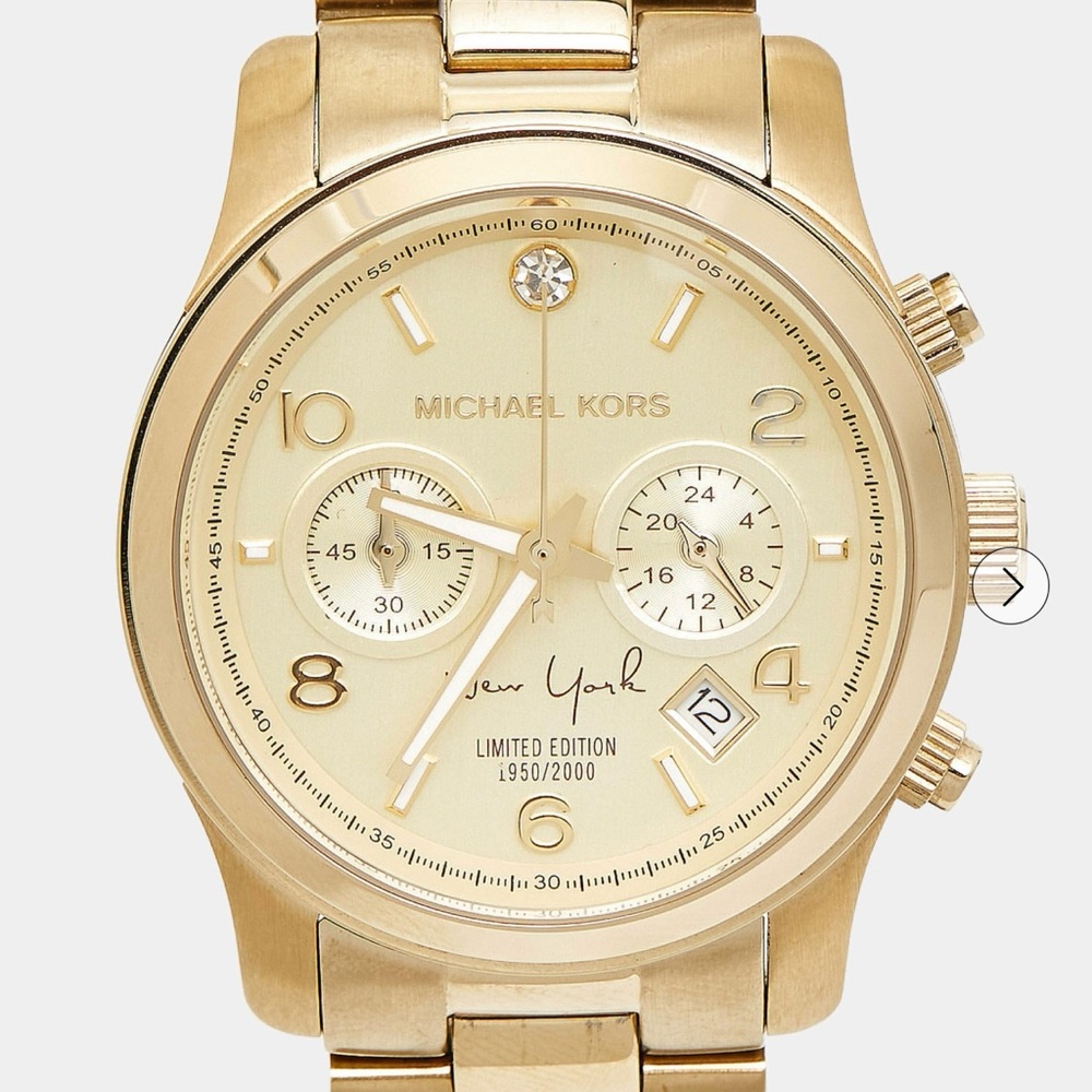 Michael Kors Gold Chronograph Watch LIMITED EDITION w/GENUINE DIAMOND